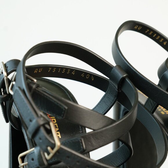 YSL Saint Laurent Leather Gladiator Platform Sandals, Black, EU 39.5 - Picture 13 of 15
